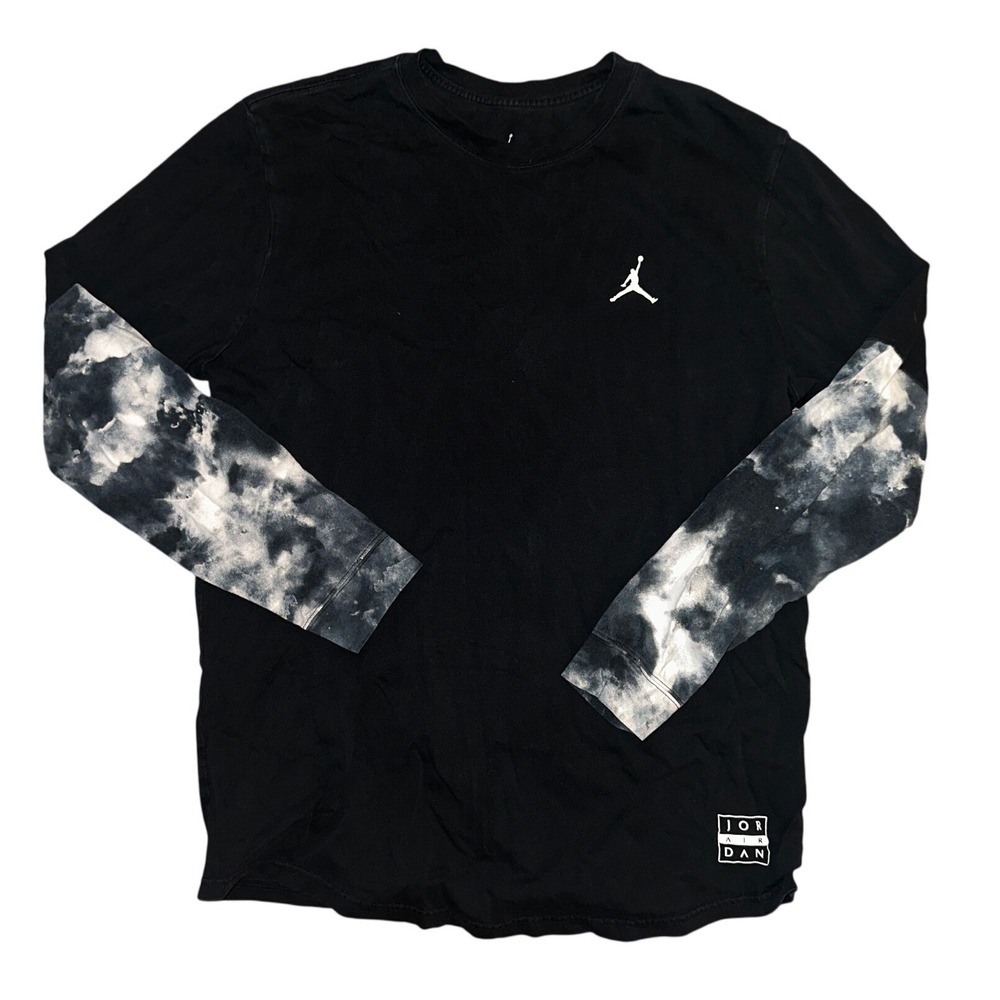 Jordan Brand Jumpman Long Sleeve T-Shirt Black Tie Dye Cloud Print Mens XL